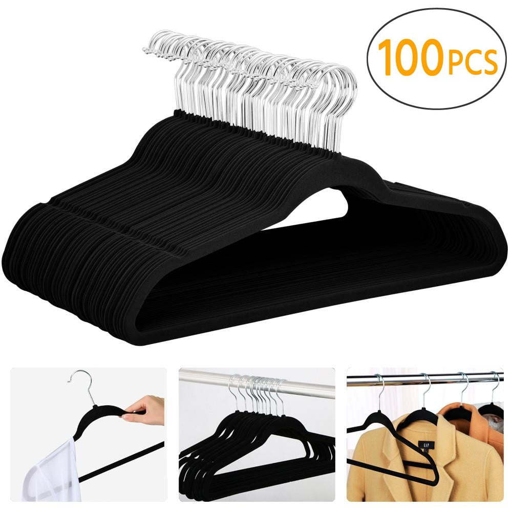 Non Slip Velvet Clothing Hangers, 100 Pack